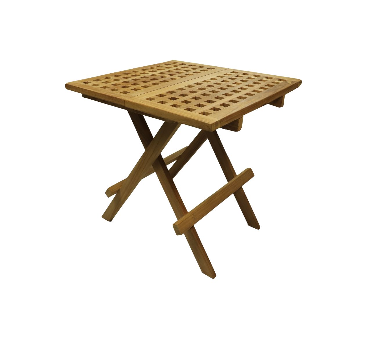 Uitklapbare picknick tafel wafelpatroon - 50x50x50 - Naturel- Teak