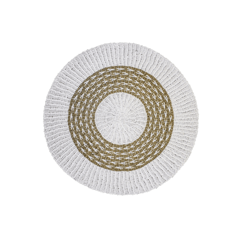 Vloerkleed -ø150 cm - raffia/zeegras - wit/naturel
