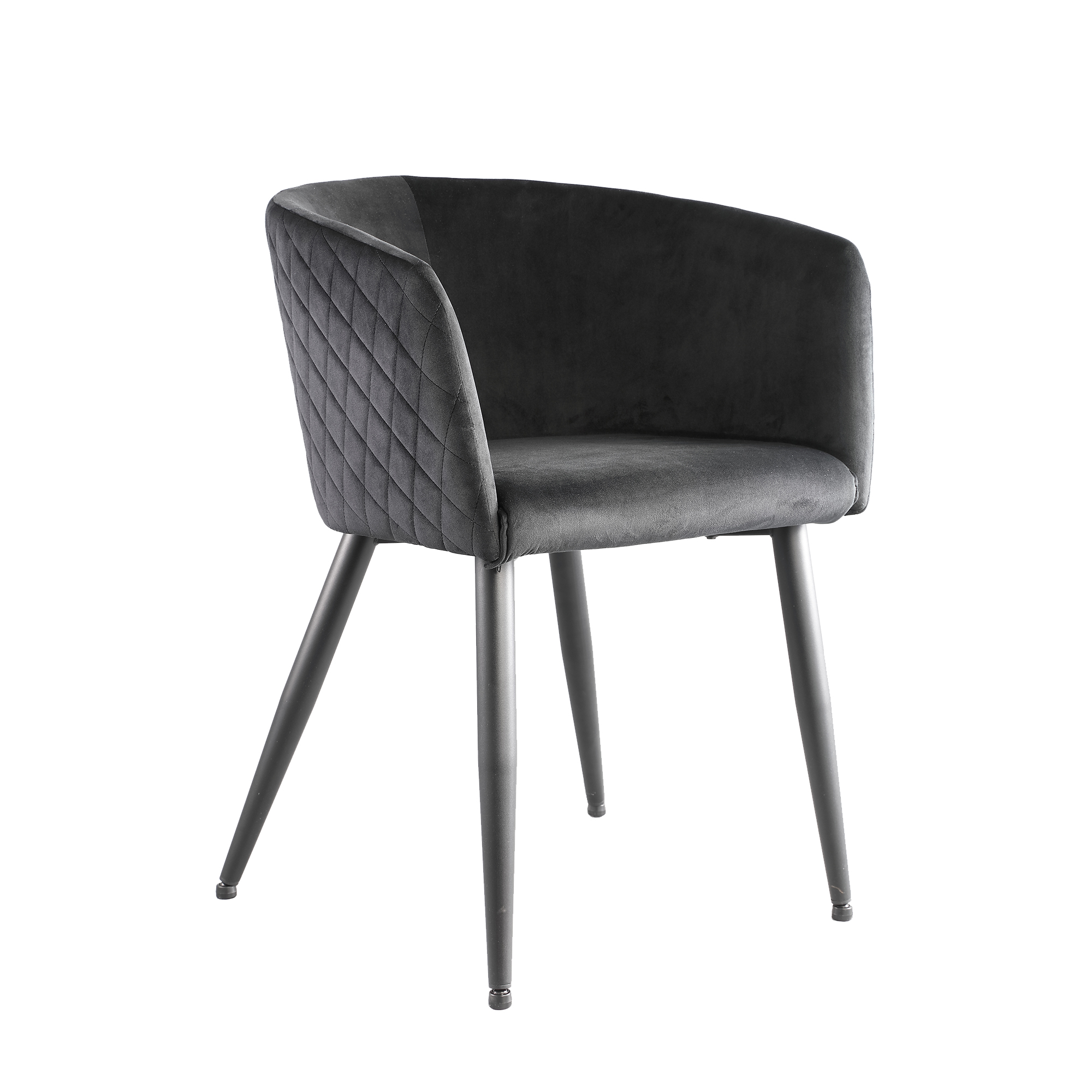 Mace Velvet Black chair half round metal legs - KD