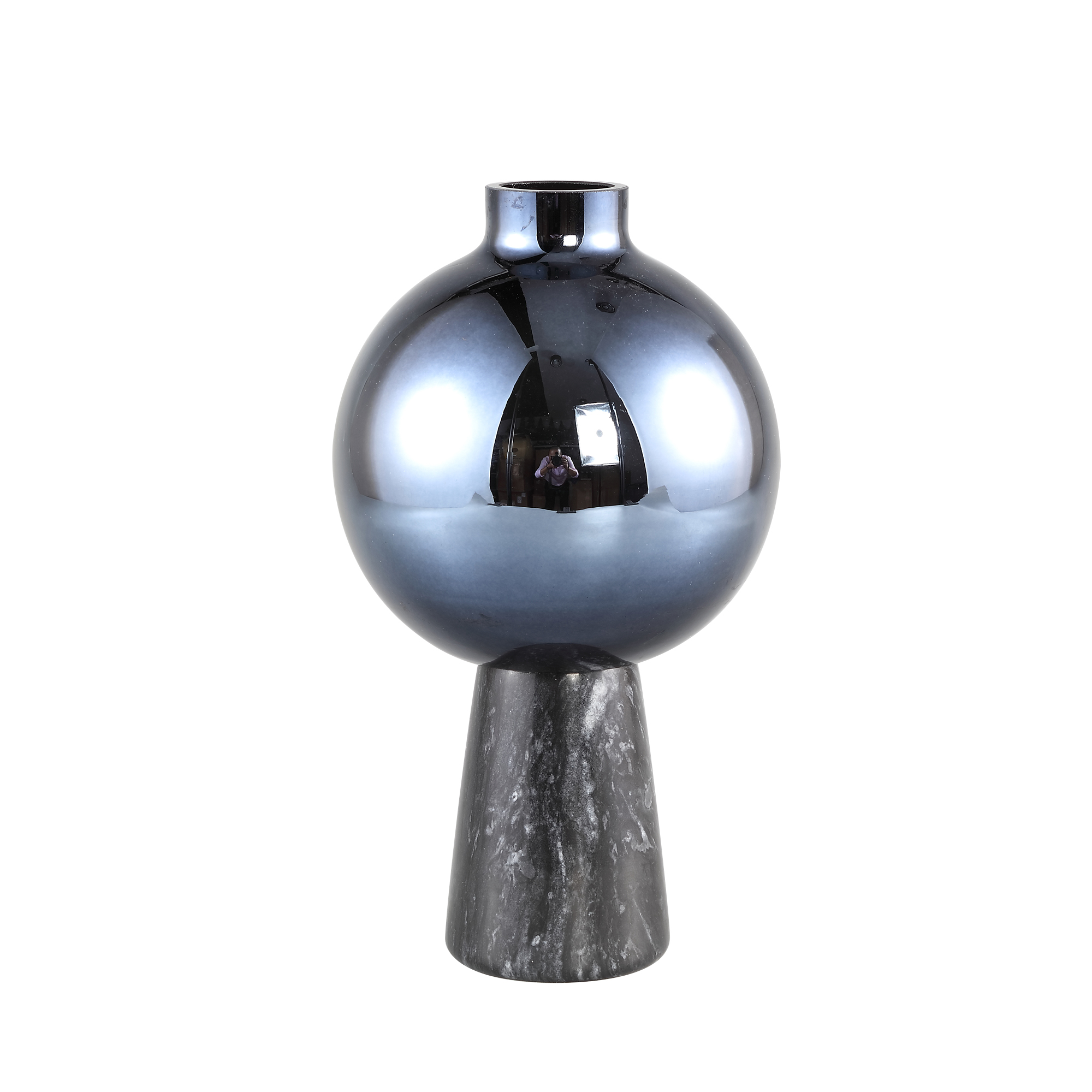 Petry Black glass vase marble base S
