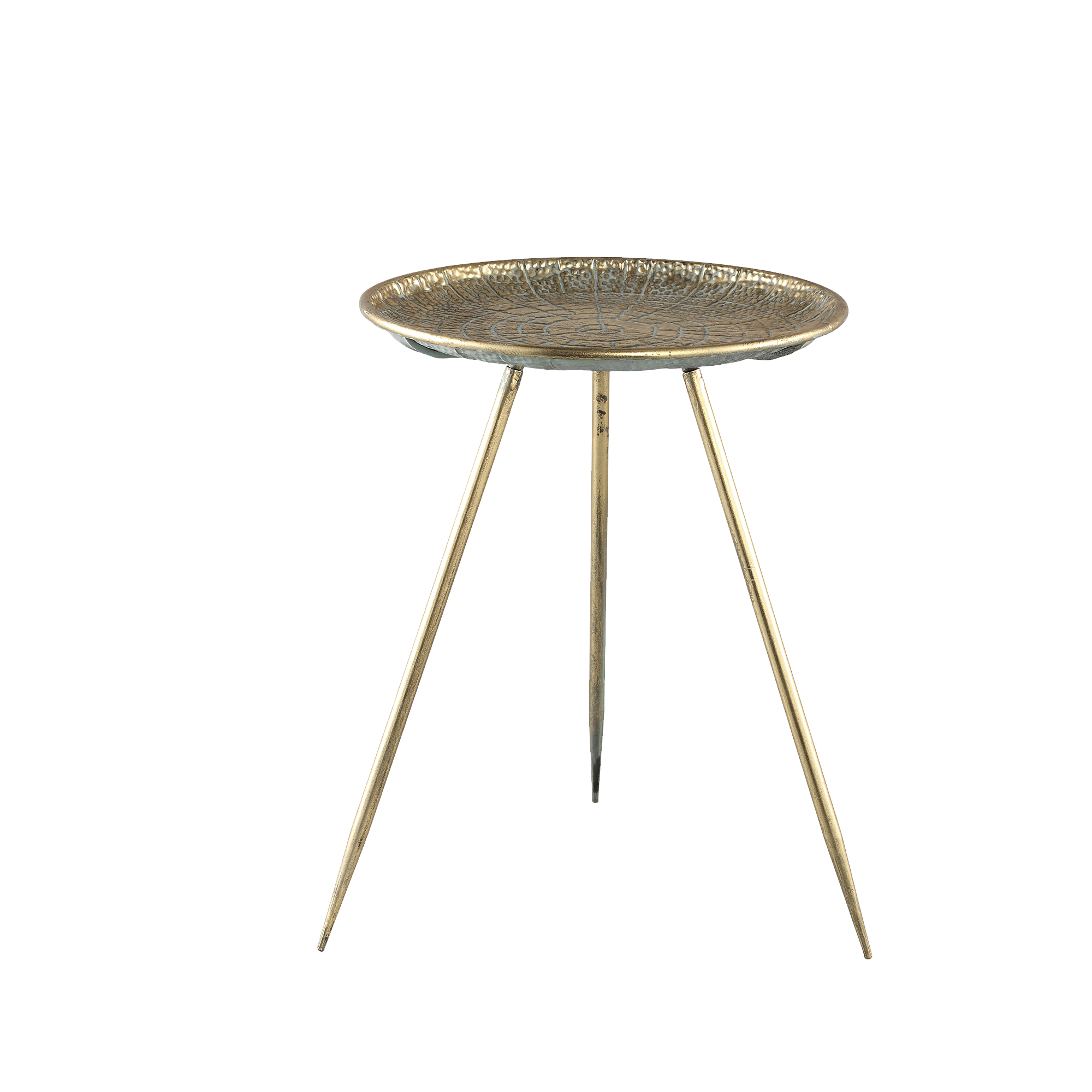 Ronan Gold metal side table round with three legs
