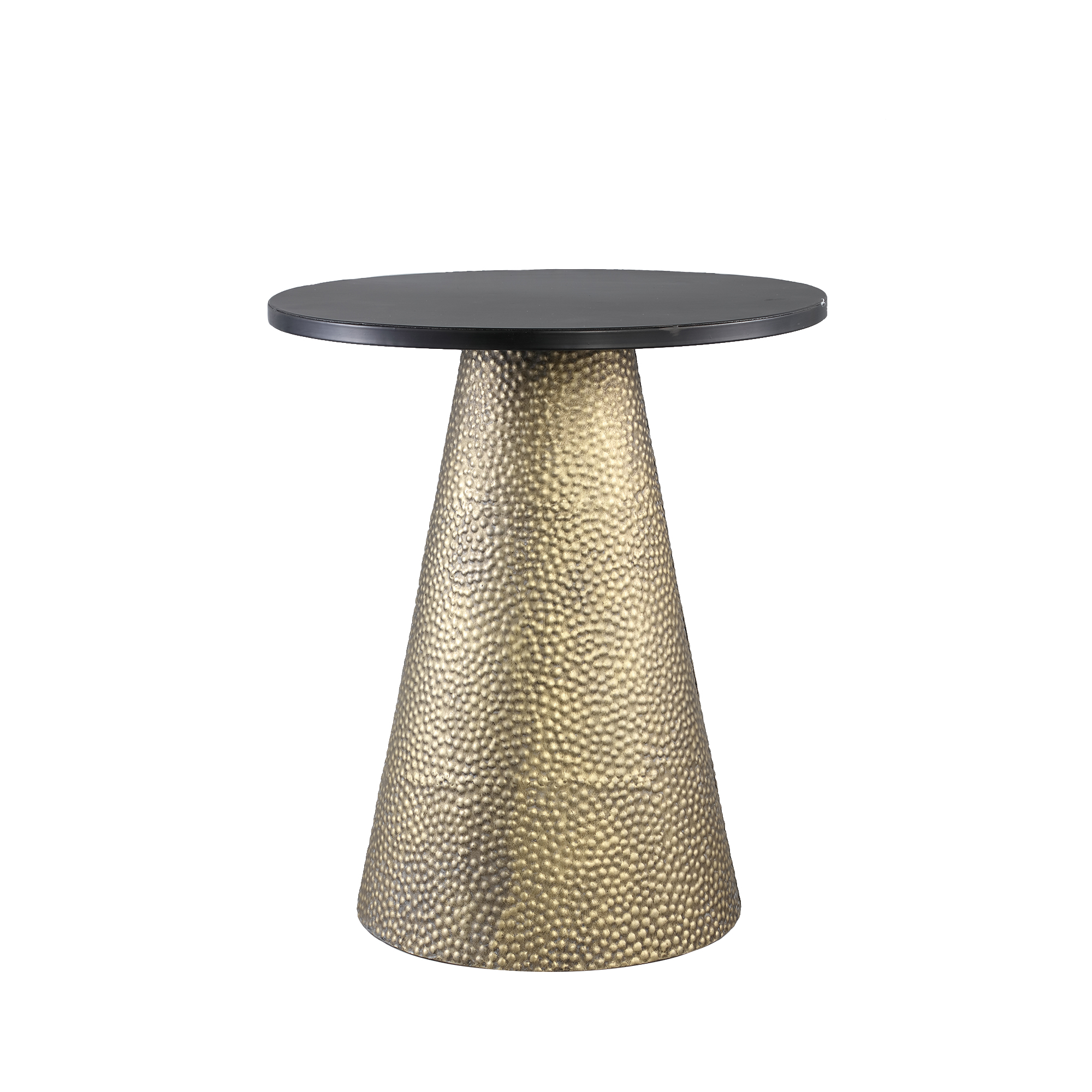 Yvette Gold metal sidetable with cone bottom high