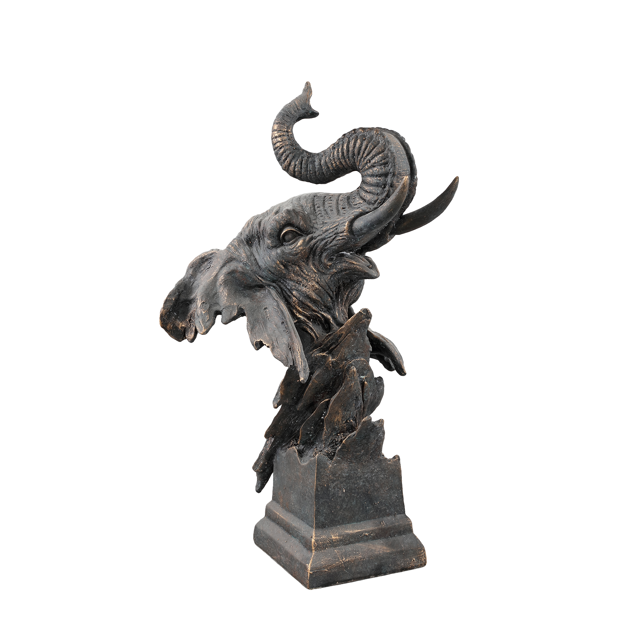 Nikko Copper poly elephant head statue