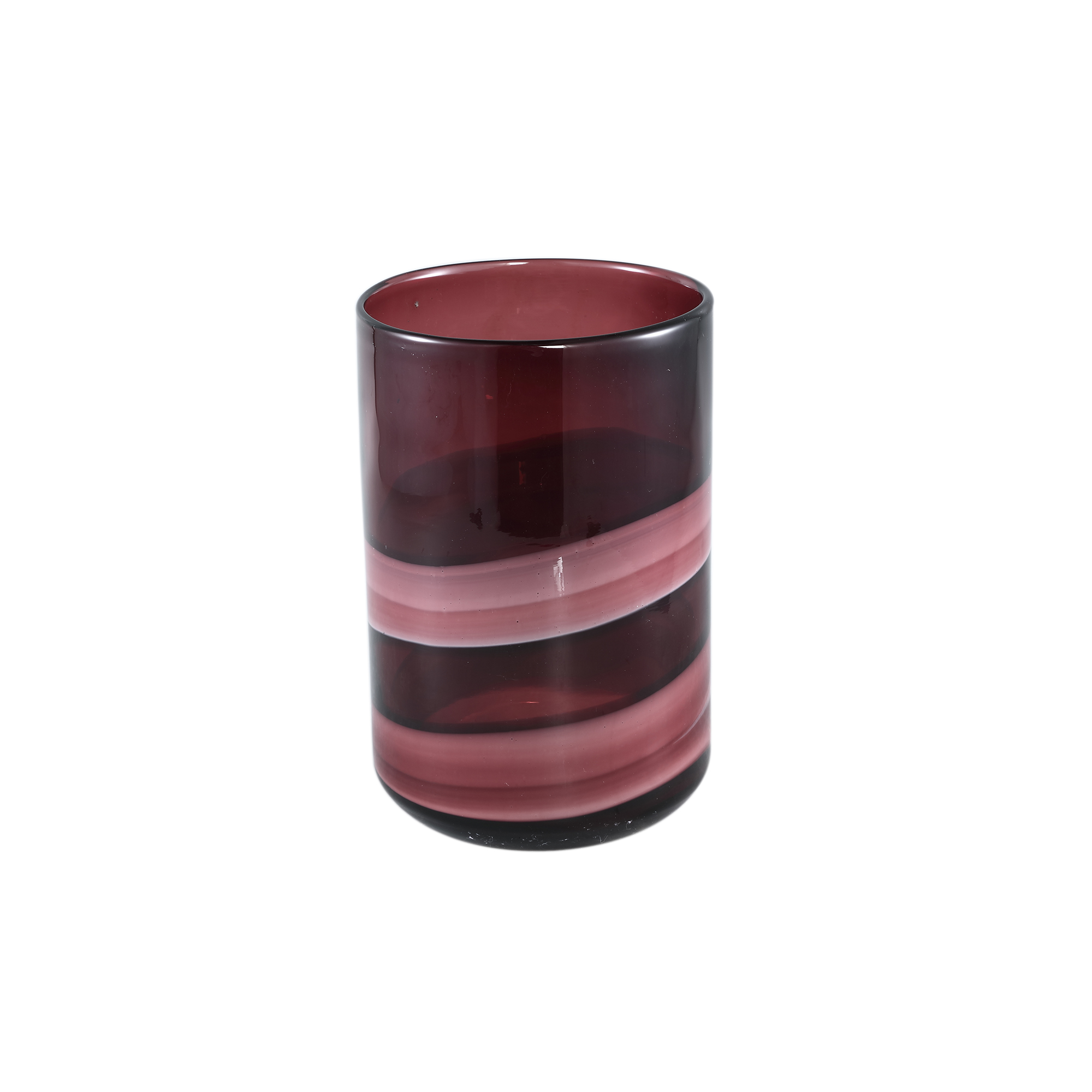 Meradi Red glass vase colored layers round S