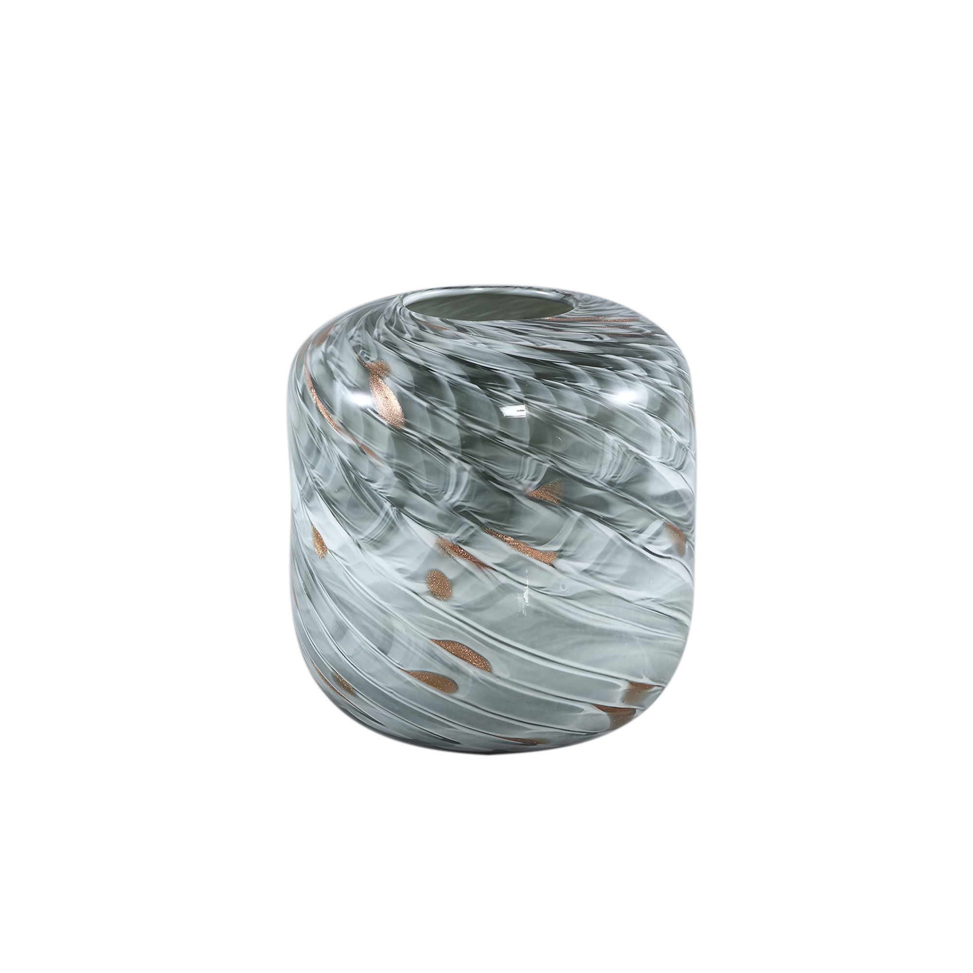 Kelsh Grey glass vase mixed up color waves round S