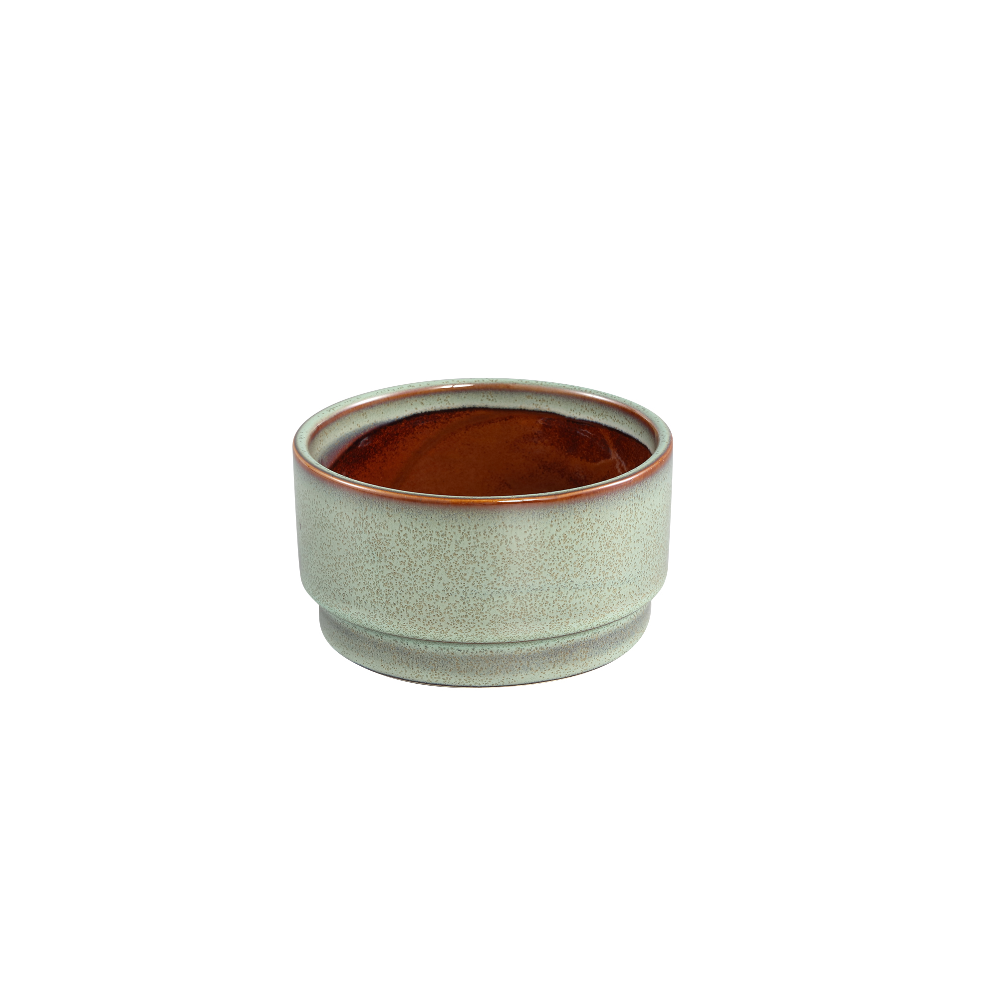 Lordi Green glazed ceramic pot shiny low round S