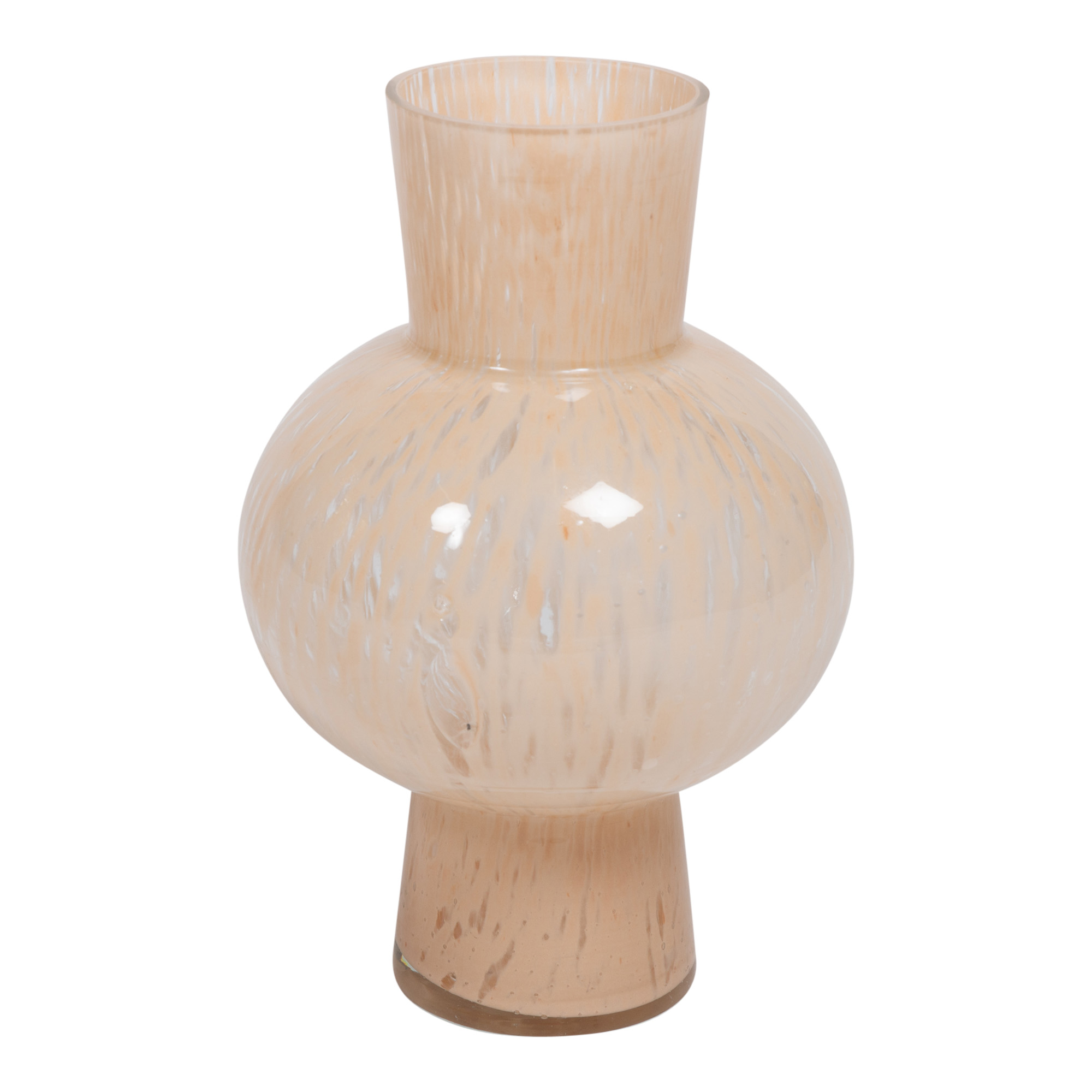 Myrda Cream glass vase centered bubbles round L
