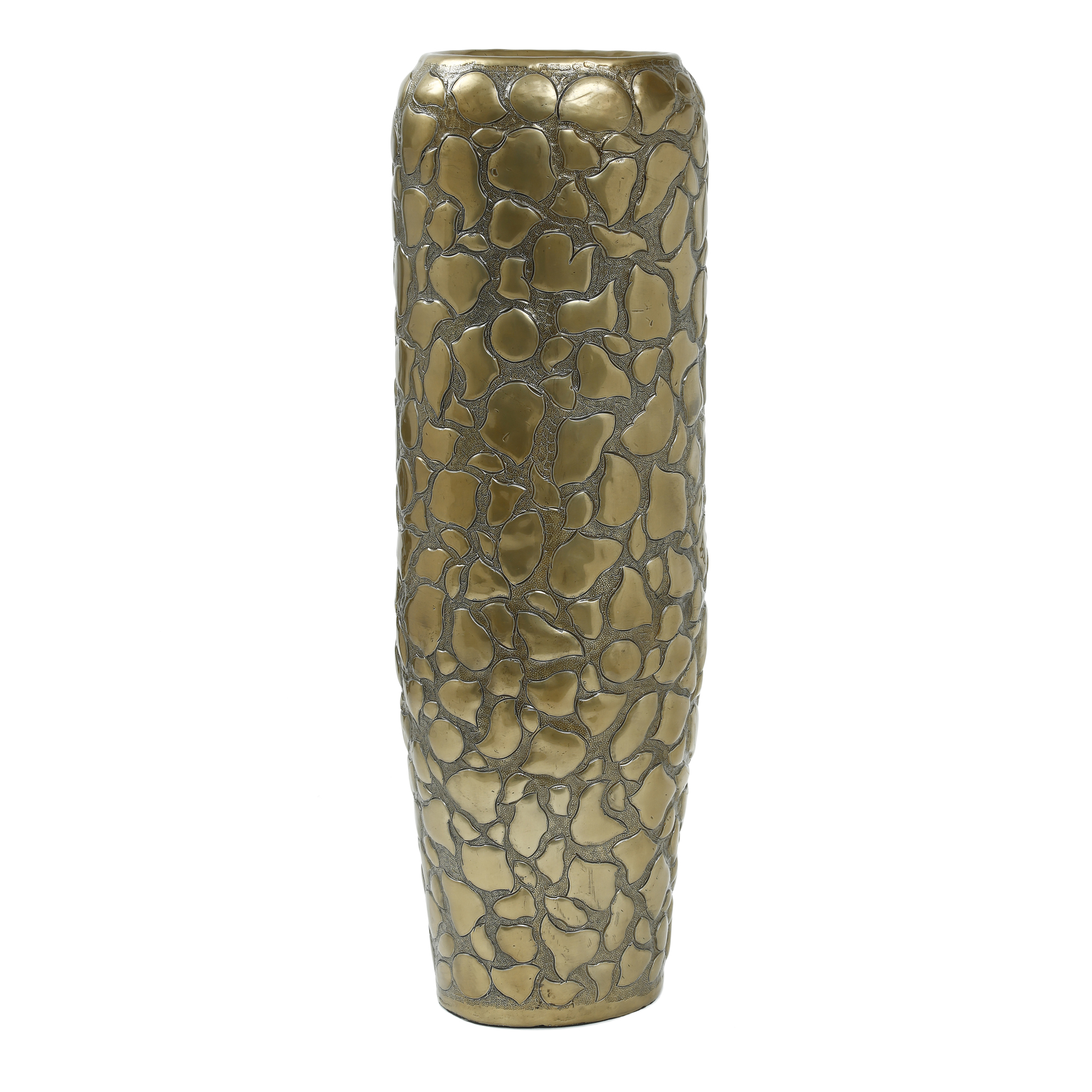 Axis Brass casted alu pot with stone pattern round