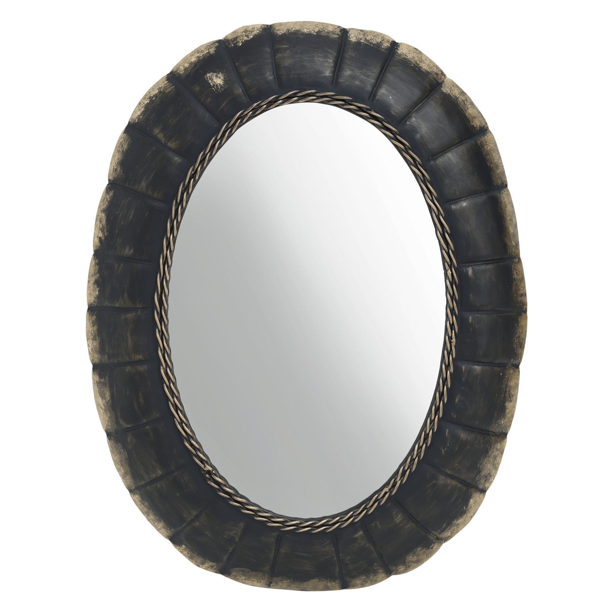 Seldor Grey iron wall mirror wavy shaped oval