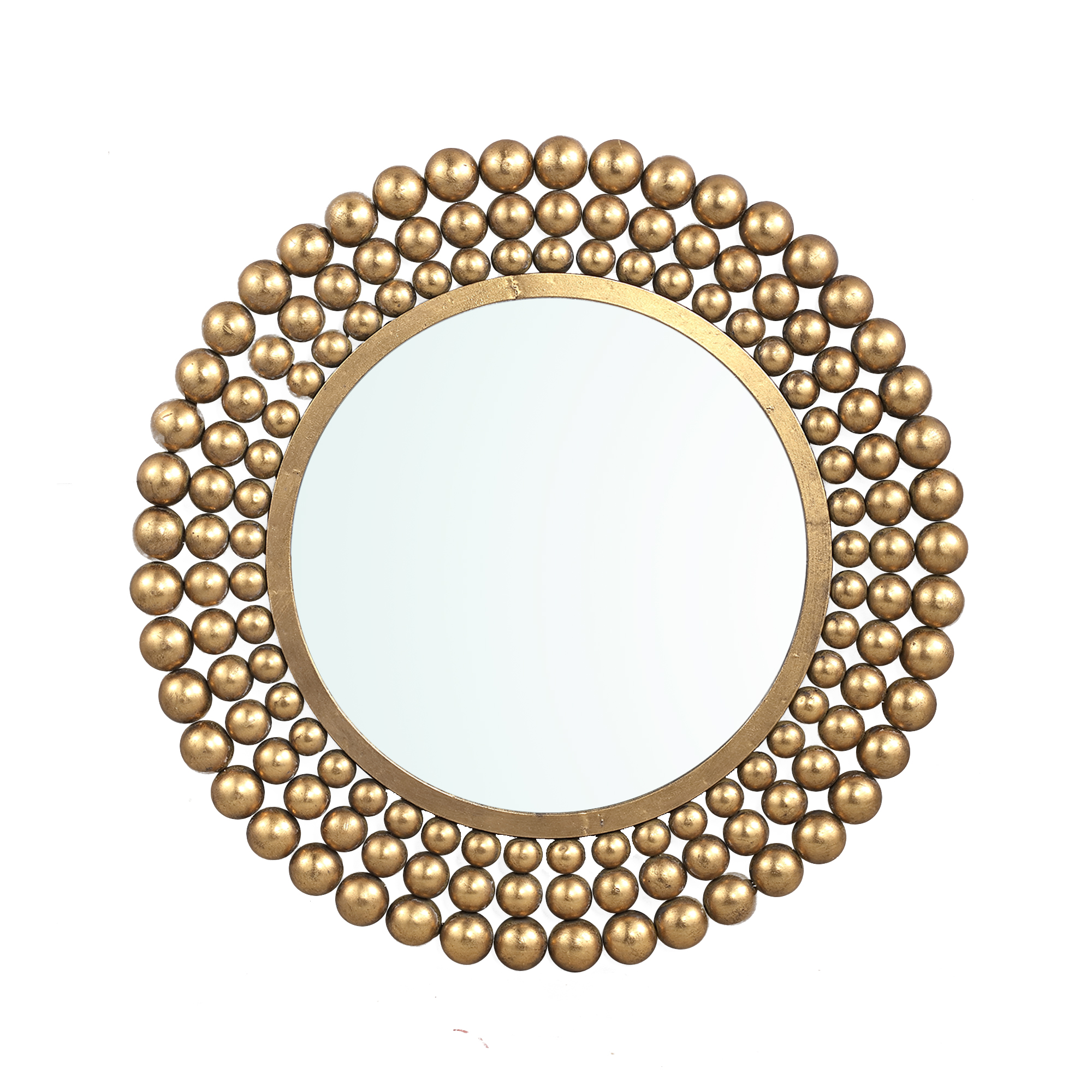 Zenno Gold metal wall mirror dotted border round