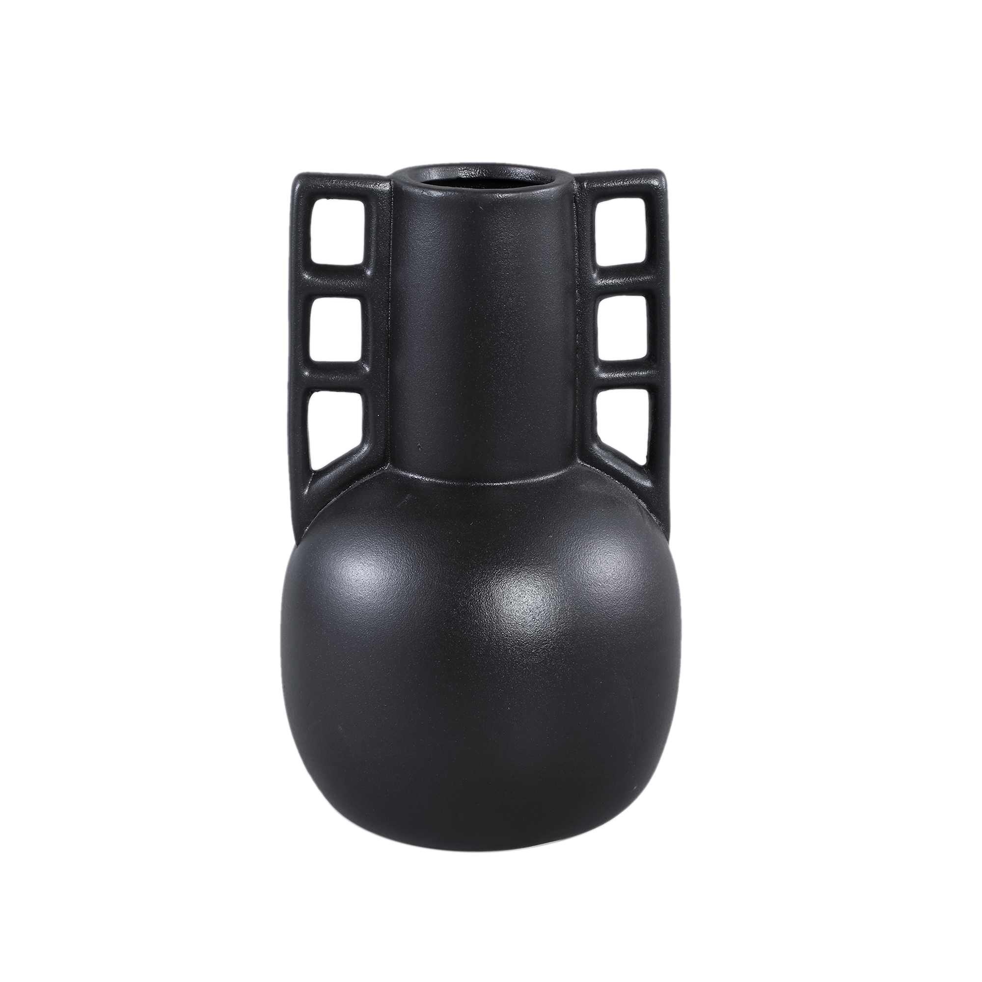 Essa Black matt ceramic pot with two ears L