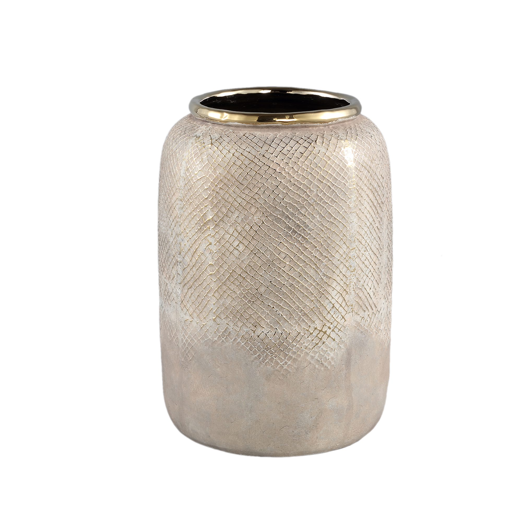 Astleigh Gold ceramic pot ribbed round high L