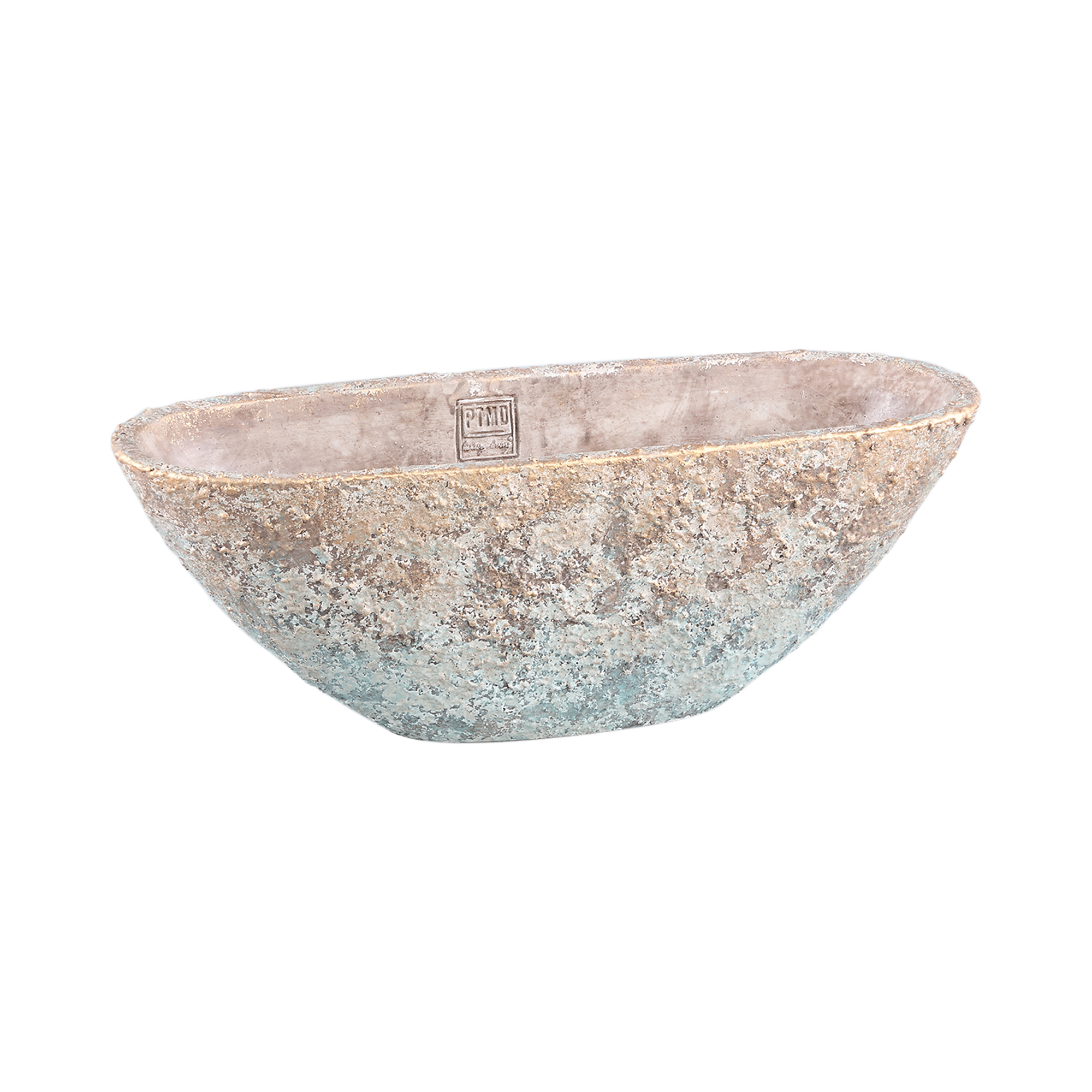 Hayle Cream cement pot rough structure oval S
